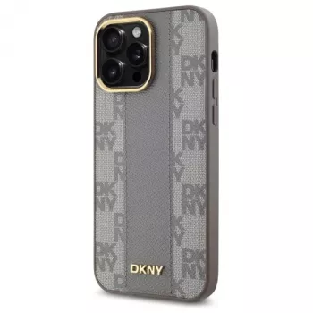 DKNY DKHMP14XPCPVSLE iPhone 14 Pro Max 6.7 inch Hardcase Leather Checkered Mono Pattern MagSafe Beige