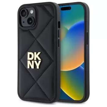 DKNY DKHCP14SPQDSLK Quilted Stack Logo baksidesöverdrag för Apple iPhone 14 6,1 inch svart