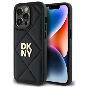 DKNY DKHCP14XPQDSLK Quilted Stack Logo baksidesfodral för iPhone 14 Pro Max 6,7 inch svart