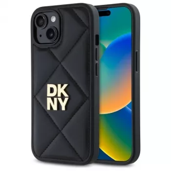 DKNY DKHCP15SPQDSLK Quilted Stack Logo baksidesfodral för Apple iPhone 15 6,1 inch svart