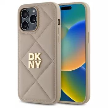 DKNY DKHCP14LPQDSLE Quilted Stack Logo baksidesfodral för iPhone 14 Pro 6,1 inch - beige