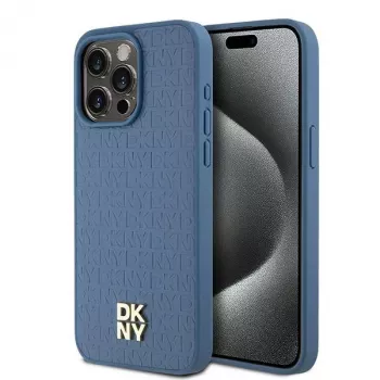 DKNY DKHMP15XPSHRPSB Hardcase läder monogrammönster med metallogo MagSafe för iPhone 15 Pro Max 6,7 blå