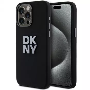 DKNY DKHCP15LSMCBSK hårt skal Liquid Silicone Case för Apple iPhone 15 Pro 6,1 inch svart med metallogo