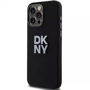 DKNY DKHCP15LSMCBSK hårt skal Liquid Silicone Case för Apple iPhone 15 Pro 6,1 inch svart med metallogo