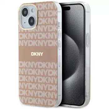DKNY DKHMP15SHRHSEP Hardcase IML Mono & Stripe MagSafe för iPhone 15/14/13 6,1 inch rosa