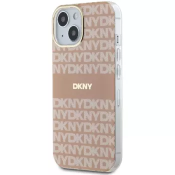 DKNY DKHMP15SHRHSEP Hardcase IML Mono & Stripe MagSafe för iPhone 15/14/13 6,1 inch rosa