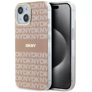 DKNY DKHMP15MHRHSEP Hard Case for Apple iPhone 15 Plus / 14 Plus 6.7 inch Pink IML Mono & Stripe MagSafe