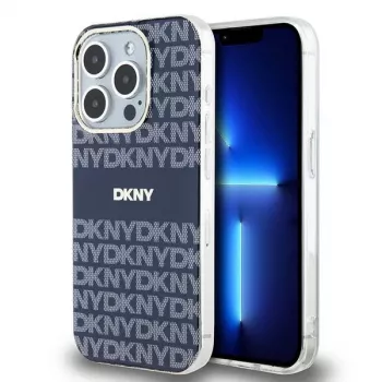 DKNY DKHMP15LHRHSEB iPhone 15 Pro 6.1 blå Hardcase IML Mono & Stripe MagSafe