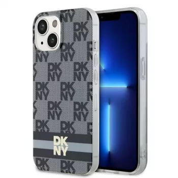 DKNY DKHMP15SHCPTSK Hardcase för iPhone 15/14/13 6,1 inch svart rutigt mono-mönster & tryckta ränder MagSafe