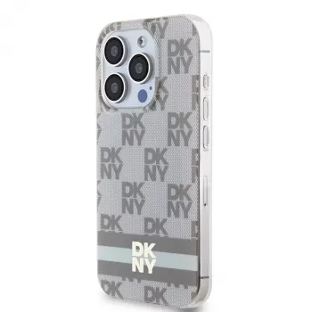 DKNY DKHMP14LHCPTSE Hard Case for Apple iPhone 14 Pro 6.1 inch Beige Checkered Mono Pattern & Printed Stripes MagSafe
