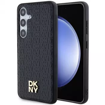 DKNY DKHMS24SPSHRPSK Hardcase läderlook metallogo MagSafe för Samsung Galaxy S24, svart