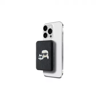 Karl Lagerfeld powerbank trådlös 5000mAh 15W MagSafe svart Karl & Choupette Head Pin KF002166