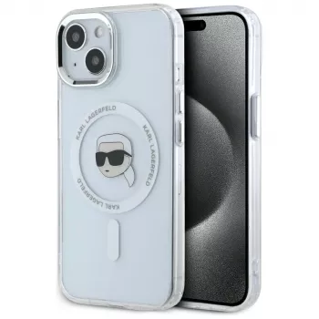KARL LAGERFELD IML Metal Karl Head MagSafe-skal för Apple iPhone 15 Plus vit