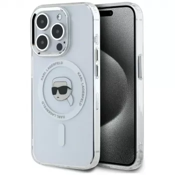 KARL LAGERFELD IML Metal Karl Head MagSafe-skal för Apple iPhone 15 Pro Max vit