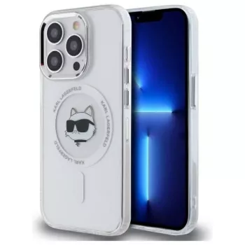 Karl Lagerfeld KLHMP13LHLSCHH iPhone 13 Pro 6,1 hardcase IML Metal Choupette Head MagSafe vit
