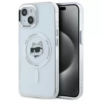 Karl Lagerfeld KLHMP15MHLSCHH hardcase för Apple iPhone 15 Plus 6,7 inch vit IML Metal Choupette Head MagSafe