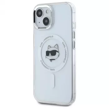 Karl Lagerfeld KLHMP15MHLSCHH hardcase för Apple iPhone 15 Plus 6,7 inch vit IML Metal Choupette Head MagSafe
