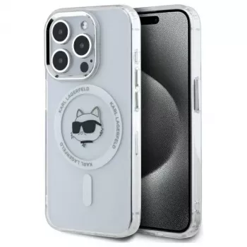 Karl Lagerfeld KLHMP15XHLSCHH hardcase IML Metal Choupette Head MagSafe för iPhone 15 Pro Max 6,7 inch vit