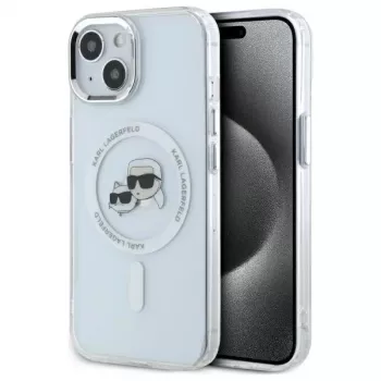 Karl Lagerfeld KLHMP14SHLSKCH hardcase för Apple iPhone 14 6,1 inch vit IML Metal Karl & Choupette Head MagSafe