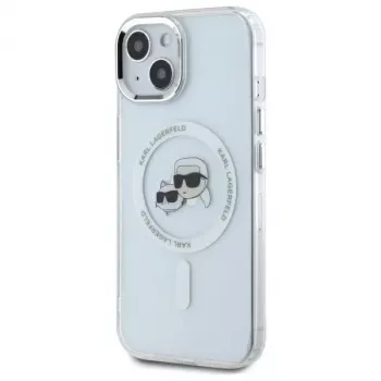 Karl Lagerfeld KLHMP14SHLSKCH hardcase för Apple iPhone 14 6,1 inch vit IML Metal Karl & Choupette Head MagSafe