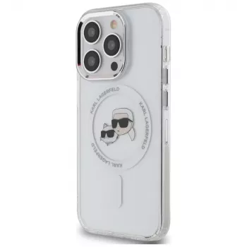 Karl Lagerfeld KLHMP14LHLSKCH iPhone 14 Pro 6,1 hardcase IML Metal Karl & Choupette Head MagSafe vit