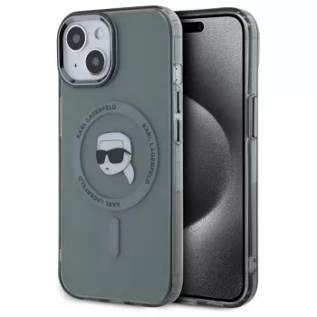 Karl Lagerfeld KLHMP15SHLSKIK hardcase IML Metal Karl Head MagSafe för Apple iPhone 15 6,1 inch svart