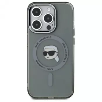 Karl Lagerfeld KLHMP15XHLSKIK hardcase IML Metal Karl Head MagSafe för iPhone 15 Pro Max 6,7 inch svart