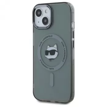 Karl Lagerfeld KLHMP15SHLSCHK hardcase för iPhone 15 6,1 inch svart metall Choupette Head MagSafe