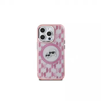 Karl Lagerfeld KLHMP15MHMCKMHP iPhone 15 Plus 6,7 inch rosa IML Monogram Karl & Choupette Head MagSafe-skal