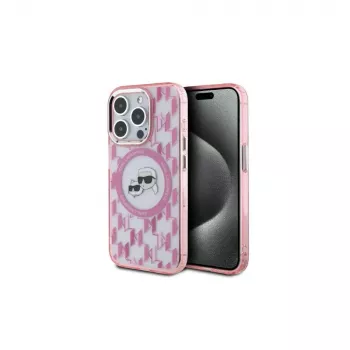 Karl Lagerfeld KLHMP15XHMCKMHP iPhone 15 Pro Max 6,7 inch rosa IML Monogram Karl & Choupette Head MagSafe-skal