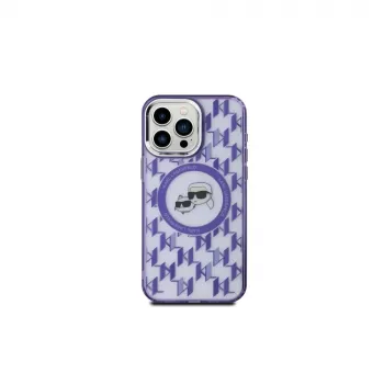 Karl Lagerfeld KLHMP15LHMCKMHU iPhone 15 Pro 6,1 inch lila IML Monogram Karl & Choupette Head MagSafe-skal