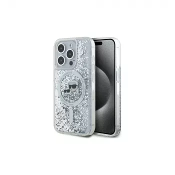 Karl Lagerfeld KLHMP15XLGKCSGH hardcase för iPhone 15 Pro Max 6,7 inch transparent Liquid Glitter Karl & Choupette Head MagSafe