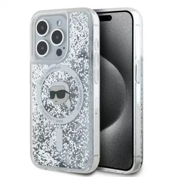 Karl Lagerfeld KLHMP15XLGKISGH iPhone 15 Pro Max 6,7 hardcase transparent Liquid Glitter Karl Head MagSafe