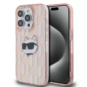 Karl Lagerfeld KLHCP14XHKLPCHP iPhone 14 Pro Max 6,7 inch rosa hardcase IML Choupette Head & Monogram