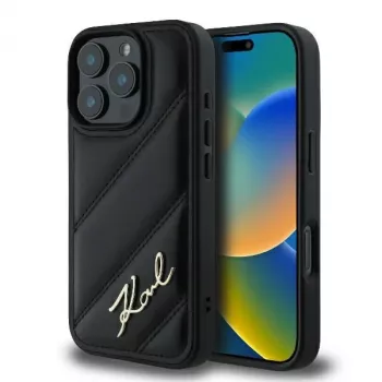 Karl Lagerfeld Quilted Signature Hard Case för iPhone 16 Pro, svart