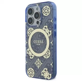 Guess GUHMP16XH4PYEEB iPhone 16 Pro Max 6,9 inch blå Hardcase IML Peony On 4G Background MagSafe