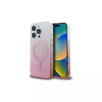 Guess IML Glitter Gradient MagSafe Case för iPhone 16 Pro (rosa)