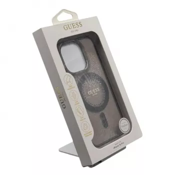 Guess GUHMP16LPFTDTEK Hard Case för Apple iPhone 16 Pro 6,3 inch, svart, IML-strassstenar, MagSafe