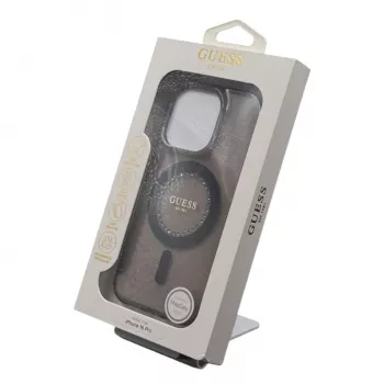 Guess GUHMP16LPFTDTEK Hard Case för Apple iPhone 16 Pro 6,3 inch, svart, IML-strassstenar, MagSafe