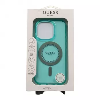 Guess GUHMP16LPFTDTEN iPhone 16 Pro 6,3 inch Hardcase IML Rhinestones MagSafe grön