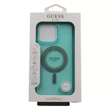 Guess IML Rhinestones MagSafe Case för iPhone 16 Pro Max (grön)