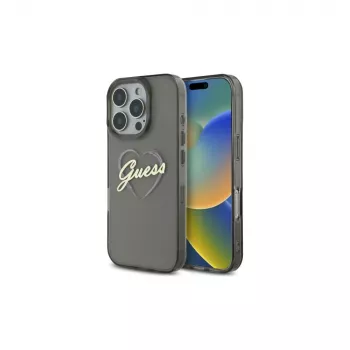 Guess GUHCP16LHCHGSPK Hard Case för Apple iPhone 16 Pro 6,3 inch svart IML Heart