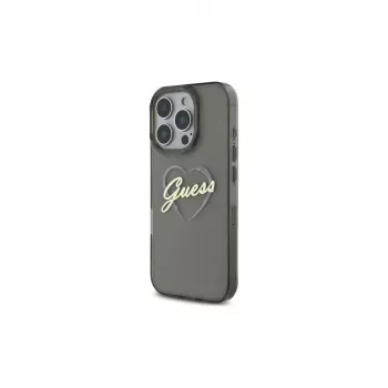 Guess GUHCP16LHCHGSPK Hard Case för Apple iPhone 16 Pro 6,3 inch svart IML Heart
