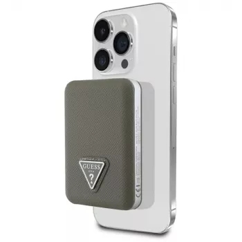 GUESS Grained Triangle Wireless Power Bank 5000mAh 15W USB-C MagSafe brun