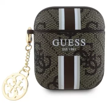 Guess GUA2P4RPSW AirPods 1/2 skal brun 4G Printed Stripes Charm