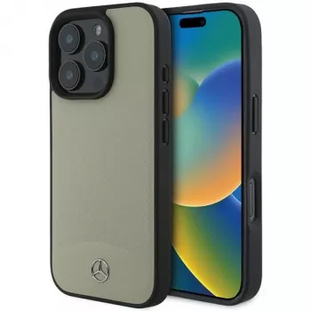 Mercedes-Benz MEHMP16X23RBARE iPhone 16 Pro Max 6,9 inch beige hårt skal MB strukturerat och slätt läder MagSafe