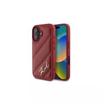 Karl Lagerfeld Quilted Signature skal för iPhone 16, rött