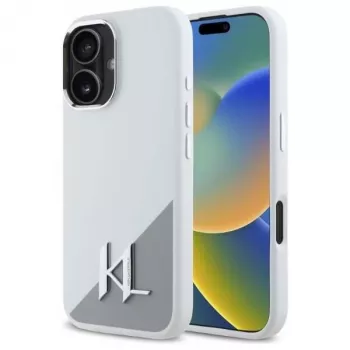Karl Lagerfeld KLHMP16SSCMKMPCH hårt silikonskal för Apple iPhone 16 6,1 inch, vitt, MagSafe