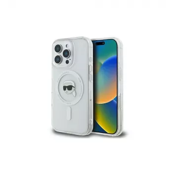 Karl Lagerfeld KLHMP16LHLSKIH hårt skal IML Metal Karl Head MagSafe för Apple iPhone 16 Pro, vitt