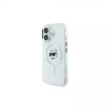 Karl Lagerfeld KLHMP16SHLSCHH iPhone 16 6,1 inch vitt hårt skal IML Metal Choupette Head MagSafe